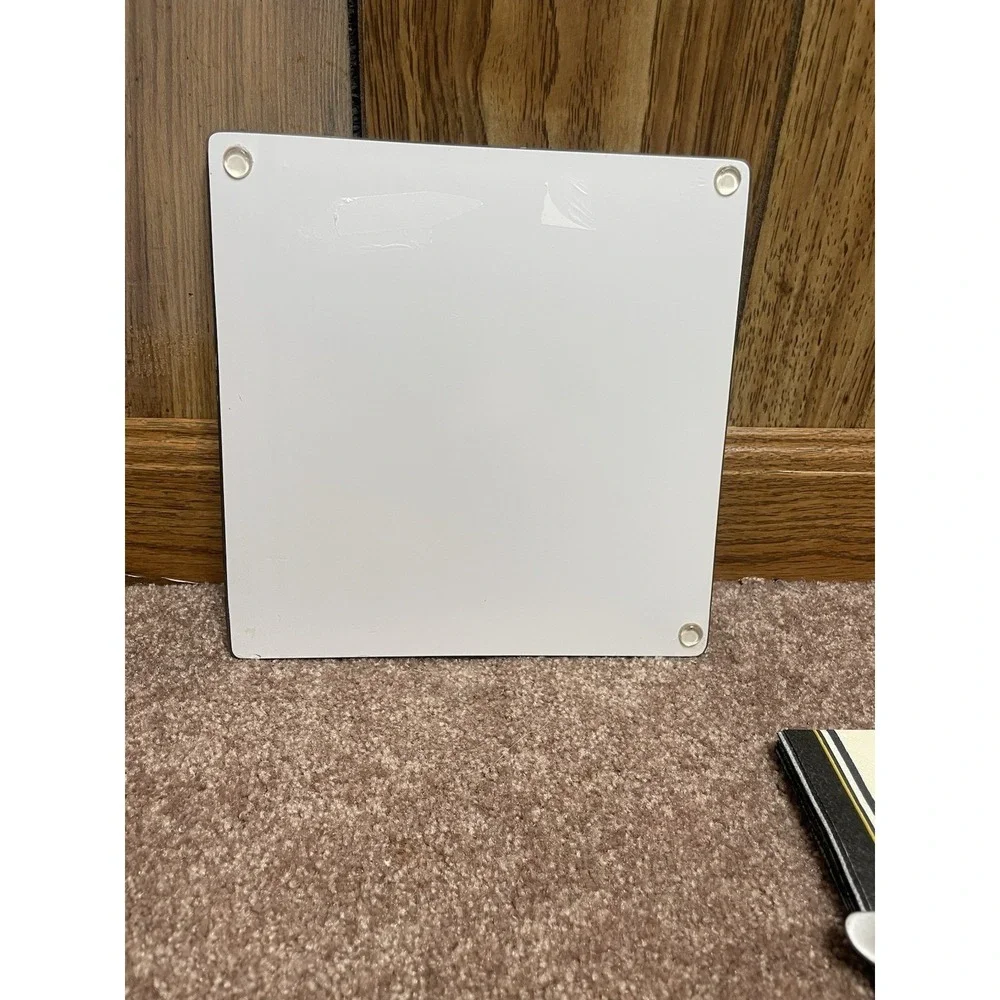 vintage Glass Square Cutting Board w/Plastic Fleur-de-lis 7.75